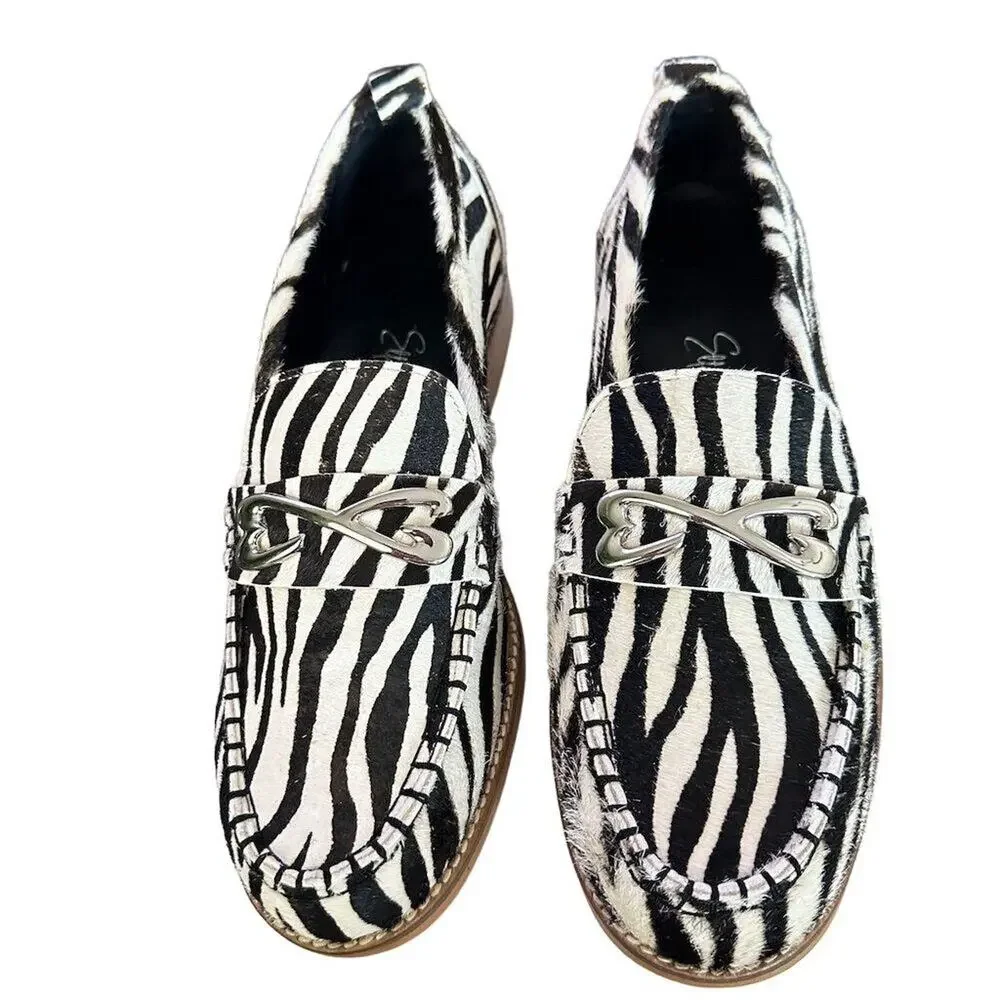 NWOT Etta Grove Women's Zebra calf hair Print‎ Loafers Size 9 Multicolor Flats